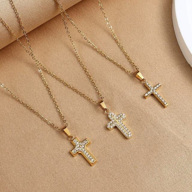 Religious Jewelry Micro Inlay Zircon Pendant Necklace Stainless Steel Waterproof  Cross Pendant Necklace,NaBaiYu,Religious Jewelry Micro Inlay Zircon Pendant Necklace Stainless Steel Waterproof  Cross Pendant Necklace