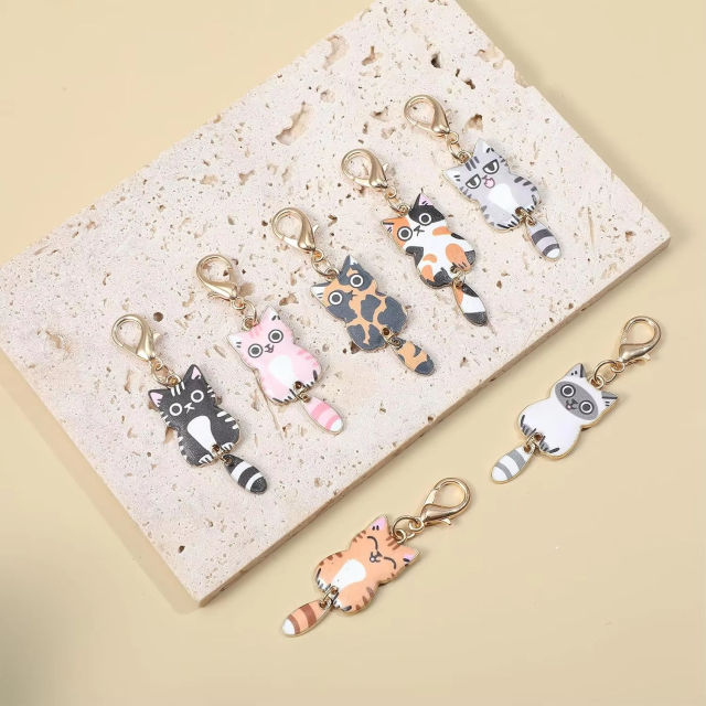 Cute Lovely Enamel Pet Lucky Cat Cartoon Metal Tail Cat Kitten Keyring for Earphone Case Phone Bag Charm,NaBaiYu,Cute Lovely Enamel Pet Lucky Cat Cartoon Metal Tail Cat Kitten Keyring for Earphone Case Phone Bag Charm