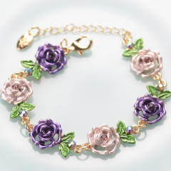 Rose Flower Bracelet Vintage Alloy Romantic Bracelet Gift for Women,NaBaiYu,Rose Flower Bracelet Vintage Alloy Romantic Bracelet Gift for Women