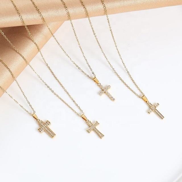 Religious Jewelry Micro Inlay Zircon Pendant Necklace Stainless Steel Waterproof  Cross Pendant Necklace,NaBaiYu,Religious Jewelry Micro Inlay Zircon Pendant Necklace Stainless Steel Waterproof  Cross Pendant Necklace