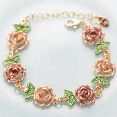 Rose Flower Bracelet Vintage Alloy Romantic Bracelet Gift for Women,NaBaiYu,Rose Flower Bracelet Vintage Alloy Romantic Bracelet Gift for Women