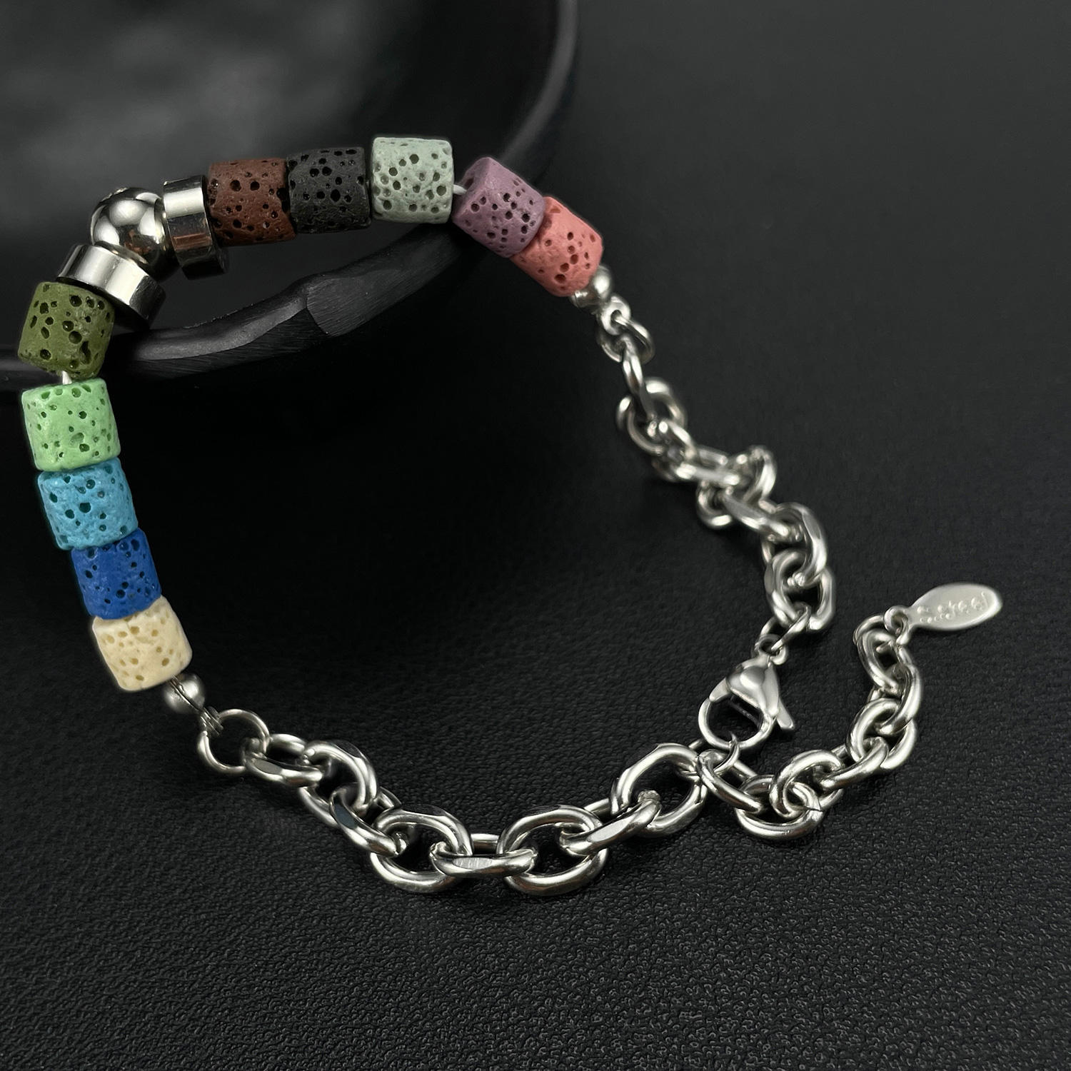 New Trend Natural Volcanic Stone Bracelet Stainless Steel Jewelry Chain for Women and Men,NaBaiYu,New Trend Natural Volcanic Stone Bracelet Stainless Steel Jewelry Chain for Women and Men