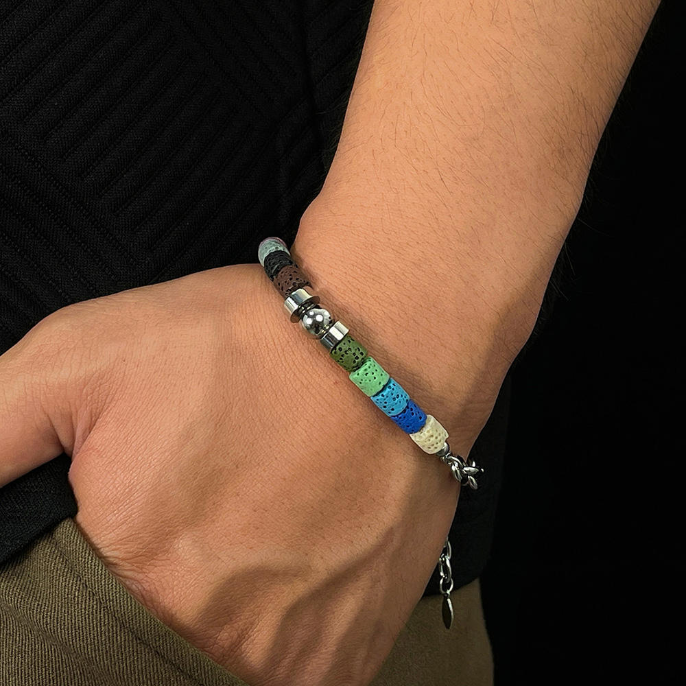 New Trend Natural Volcanic Stone Bracelet Stainless Steel Jewelry Chain for Women and Men,NaBaiYu,New Trend Natural Volcanic Stone Bracelet Stainless Steel Jewelry Chain for Women and Men