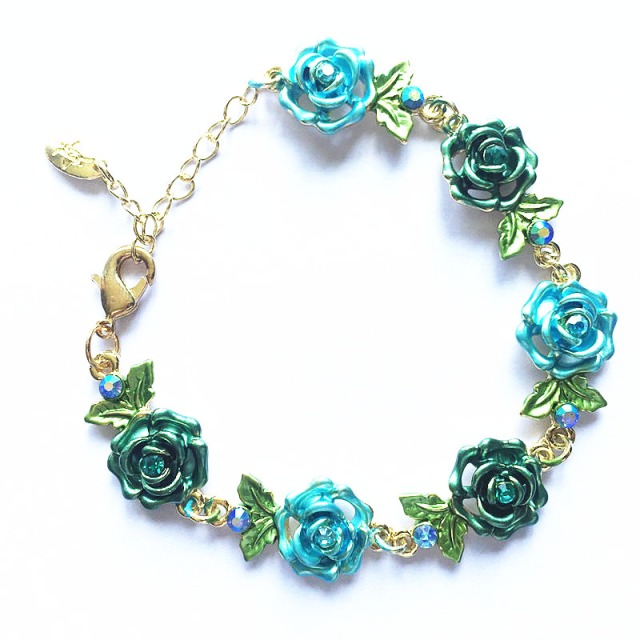 Rose Flower Bracelet Vintage Alloy Romantic Bracelet Gift for Women,NaBaiYu,Rose Flower Bracelet Vintage Alloy Romantic Bracelet Gift for Women