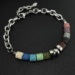 New Trend Natural Volcanic Stone Bracelet Stainless Steel Jewelry Chain for Women and Men,NaBaiYu,New Trend Natural Volcanic Stone Bracelet Stainless Steel Jewelry Chain for Women and Men
