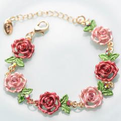 Rose Flower Bracelet Vintage Alloy Romantic Bracelet Gift for Women,NaBaiYu,Rose Flower Bracelet Vintage Alloy Romantic Bracelet Gift for Women