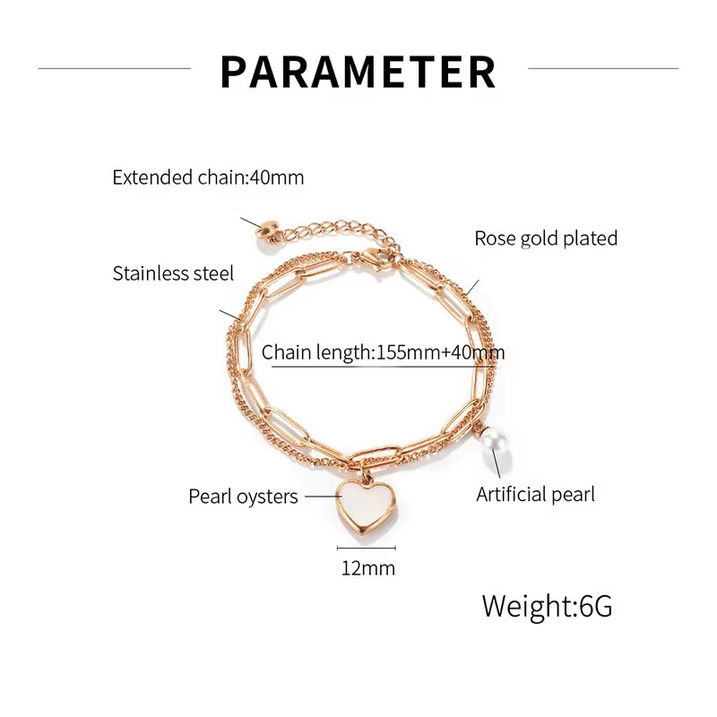 316L Stainless Steel Adjustable Size Double Link Chain Shell Bracelets Jewelry Pendant Charms,NaBaiYu,316L Stainless Steel Adjustable Size Double Link Chain Shell Bracelets Jewelry Pendant Charms
