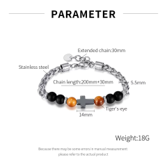 Personalized Men's Stainless Steel Cross Bracelet with Natural Stones Cross Titanium Steel Bracelet for Men,NaBaiYu,Personalized Men's Stainless Steel Cross Bracelet with Natural Stones Cross Titanium Steel Bracelet for Men