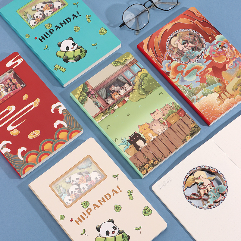 3D paper cut notebook with customized shape, A5 size, high appearance quality panda-themed notebook for journal,NaBaiYu,3D paper cut notebook with customized shape, A5 size, high appearance quality panda-themed notebook for journal