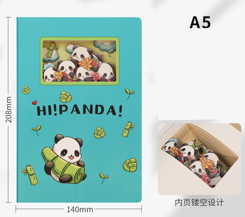 3D paper cut notebook with customized shape, A5 size, high appearance quality panda-themed notebook for journal,NaBaiYu,3D paper cut notebook with customized shape, A5 size, high appearance quality panda-themed notebook for journal