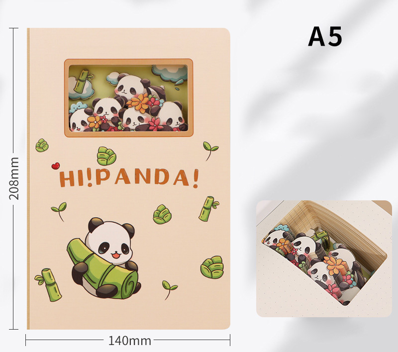 3D paper cut notebook with customized shape, A5 size, high appearance quality panda-themed notebook for journal,NaBaiYu,3D paper cut notebook with customized shape, A5 size, high appearance quality panda-themed notebook for journal