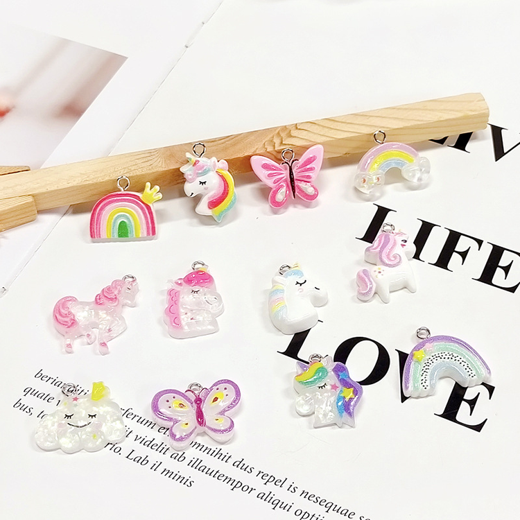Handmade DIY Pendant Accessories Cartoon Unicorn Rainbow Resin Charm Accessories for Necklace Bracelet,NaBaiYu,Handmade DIY Pendant Accessories Cartoon Unicorn Rainbow Resin Charm Accessories for Necklace Bracelet