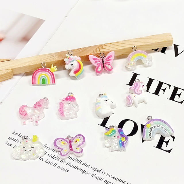 Handmade DIY Pendant Accessories Cartoon Unicorn Rainbow Resin Charm Accessories for Necklace Bracelet,NaBaiYu,Handmade DIY Pendant Accessories Cartoon Unicorn Rainbow Resin Charm Accessories for Necklace Bracelet
