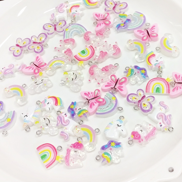 Handmade DIY Pendant Accessories Cartoon Unicorn Rainbow Resin Charm Accessories for Necklace Bracelet,NaBaiYu,Handmade DIY Pendant Accessories Cartoon Unicorn Rainbow Resin Charm Accessories for Necklace Bracelet