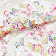 Handmade DIY Pendant Accessories Cartoon Unicorn Rainbow Resin Charm Accessories for Necklace Bracelet,NaBaiYu,Handmade DIY Pendant Accessories Cartoon Unicorn Rainbow Resin Charm Accessories for Necklace Bracelet