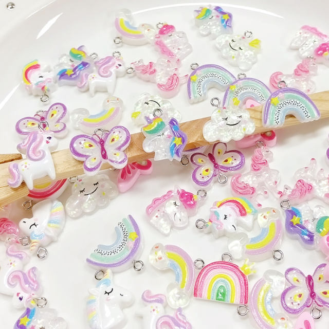 Handmade DIY Pendant Accessories Cartoon Unicorn Rainbow Resin Charm Accessories for Necklace Bracelet,NaBaiYu,Handmade DIY Pendant Accessories Cartoon Unicorn Rainbow Resin Charm Accessories for Necklace Bracelet