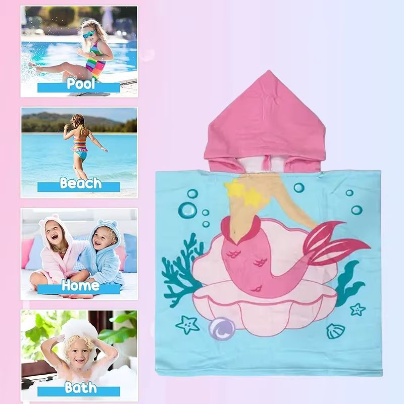 Pure Cotton Custom Hoodie Poncho Microfiber Beach Towel for Kids Quick Dry for Beach Swimming Shower and Daily Use,NaBaiYu,Pure Cotton Custom Hoodie Poncho Microfiber Beach Towel for Kids Quick Dry for Beach Swimming Shower and Daily Use