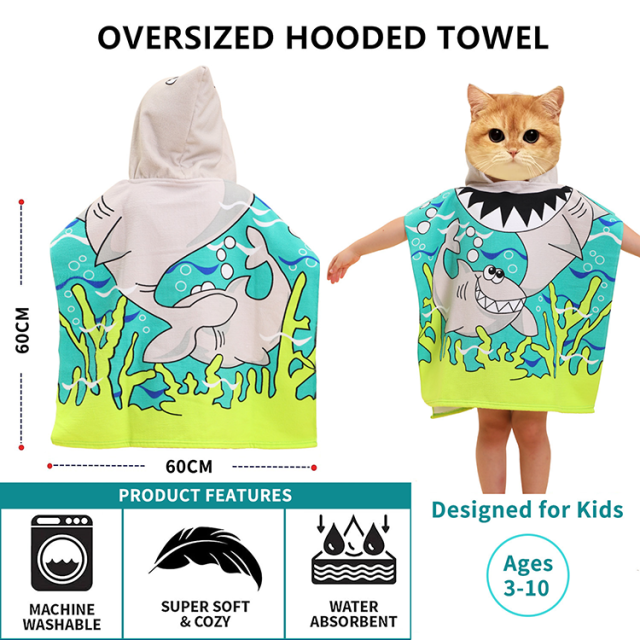 Pure Cotton Custom Hoodie Poncho Microfiber Beach Towel for Kids Quick Dry for Beach Swimming Shower and Daily Use,NaBaiYu,Pure Cotton Custom Hoodie Poncho Microfiber Beach Towel for Kids Quick Dry for Beach Swimming Shower and Daily Use