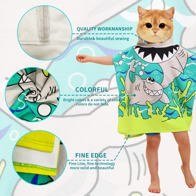 Pure Cotton Custom Hoodie Poncho Microfiber Beach Towel for Kids Quick Dry for Beach Swimming Shower and Daily Use,NaBaiYu,Pure Cotton Custom Hoodie Poncho Microfiber Beach Towel for Kids Quick Dry for Beach Swimming Shower and Daily Use