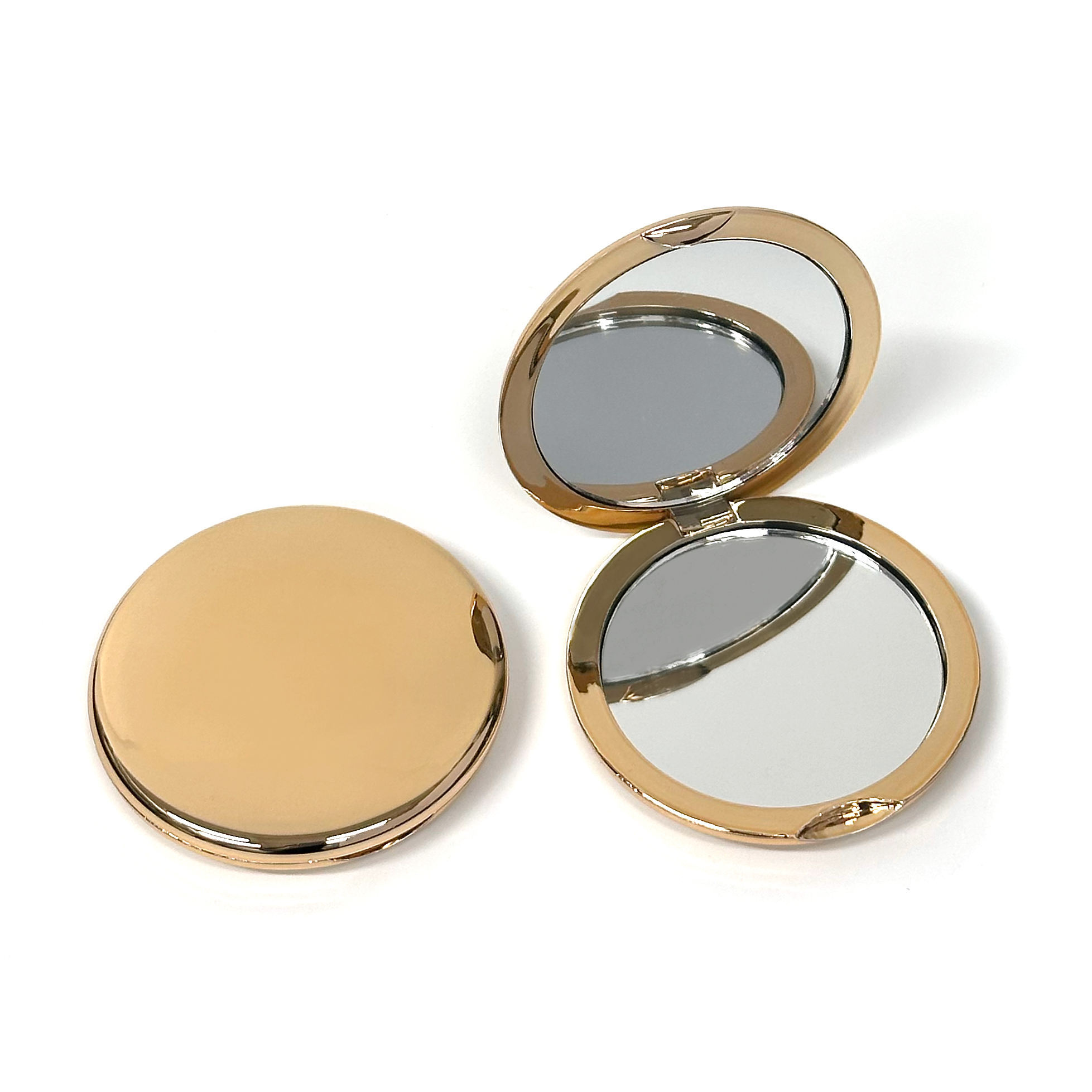 Round Metallic Folding Compact Mirror Double-Sided Pocket Makeup Mirror for Handbag Travel,NaBaiYu,Round Metallic Folding Compact Mirror Double-Sided Pocket Makeup Mirror for Handbag Travel