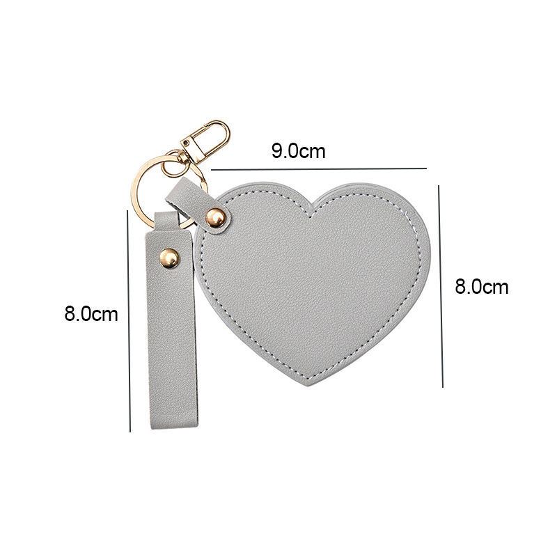 Heart-Shaped PU Leather Cosmetic Mirror Portable Pocket Compact Cosmetic Mirror Keychain,NaBaiYu,Heart-Shaped PU Leather Cosmetic Mirror Portable Pocket Compact Cosmetic Mirror Keychain