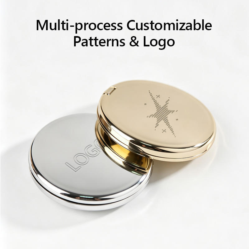 Round Metallic Folding Compact Mirror Double-Sided Pocket Makeup Mirror for Handbag Travel,NaBaiYu,Round Metallic Folding Compact Mirror Double-Sided Pocket Makeup Mirror for Handbag Travel