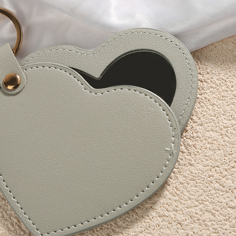 Heart-Shaped PU Leather Cosmetic Mirror Portable Pocket Compact Cosmetic Mirror Keychain,NaBaiYu,Heart-Shaped PU Leather Cosmetic Mirror Portable Pocket Compact Cosmetic Mirror Keychain