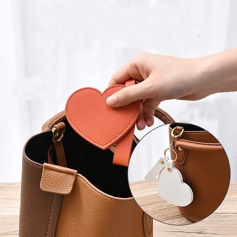 Heart-Shaped PU Leather Cosmetic Mirror Portable Pocket Compact Cosmetic Mirror Keychain,NaBaiYu,Heart-Shaped PU Leather Cosmetic Mirror Portable Pocket Compact Cosmetic Mirror Keychain