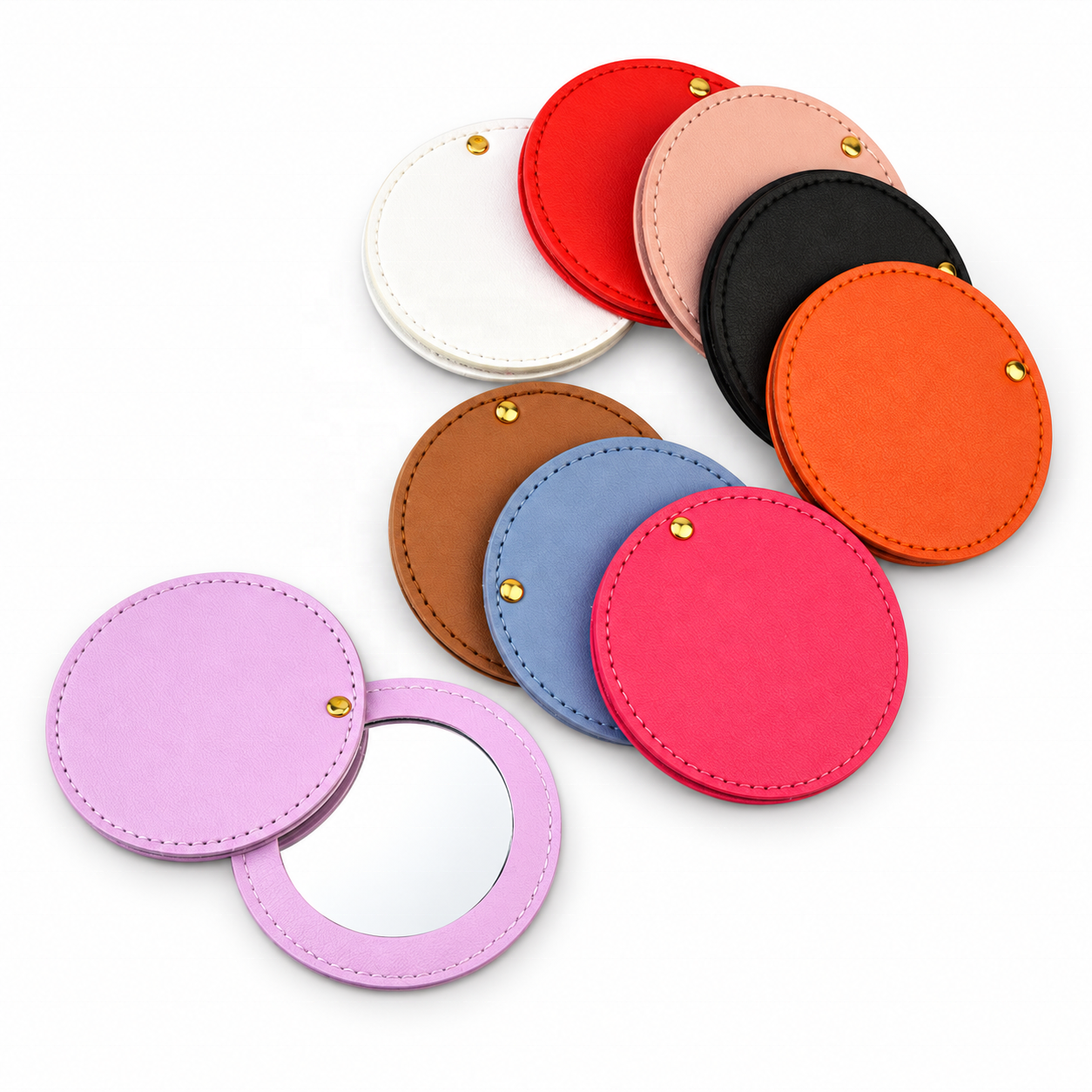 Custom PU Leather Mini Round Makeup Mirror Bag Women's Gift Small Mirror,NaBaiYu,Custom PU Leather Mini Round Makeup Mirror Bag Women's Gift Small Mirror