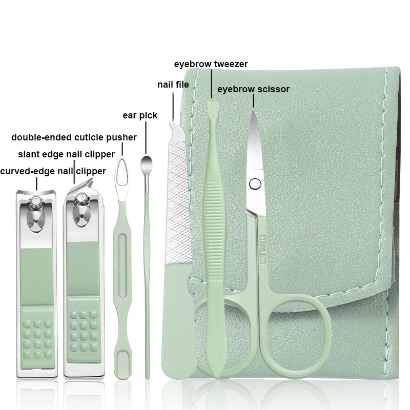 7Pcs/set Manicure Set Stainless Steel Nail Clipper Cuticle Nipper Scissor Grooming Tools With PU Leather Bag,NaBaiYu,7Pcs/set Manicure Set Stainless Steel Nail Clipper Cuticle Nipper Scissor Grooming Tools With PU Leather Bag