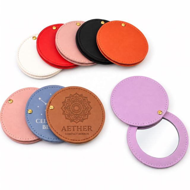 Custom PU Leather Mini Round Makeup Mirror Bag Women's Gift Small Mirror,NaBaiYu,Custom PU Leather Mini Round Makeup Mirror Bag Women's Gift Small Mirror