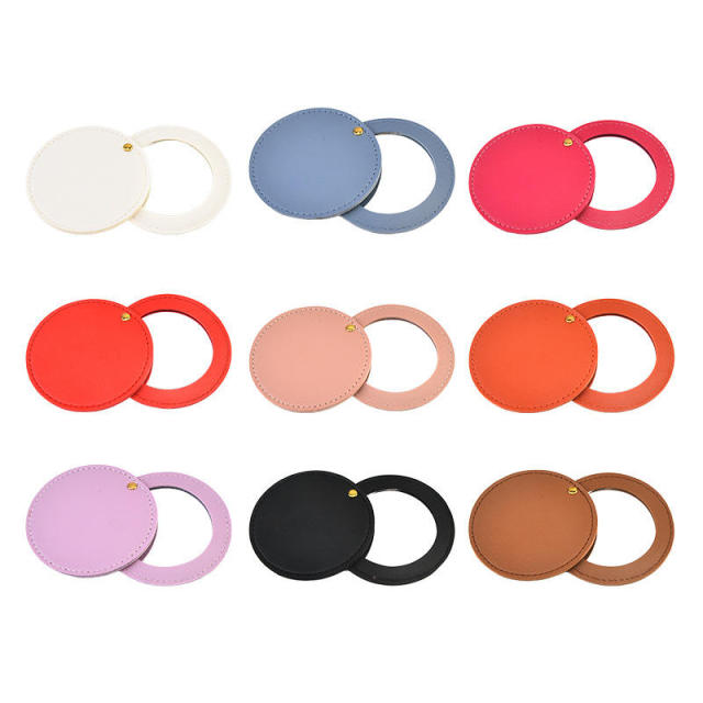 Custom PU Leather Mini Round Makeup Mirror Bag Women's Gift Small Mirror,NaBaiYu,Custom PU Leather Mini Round Makeup Mirror Bag Women's Gift Small Mirror