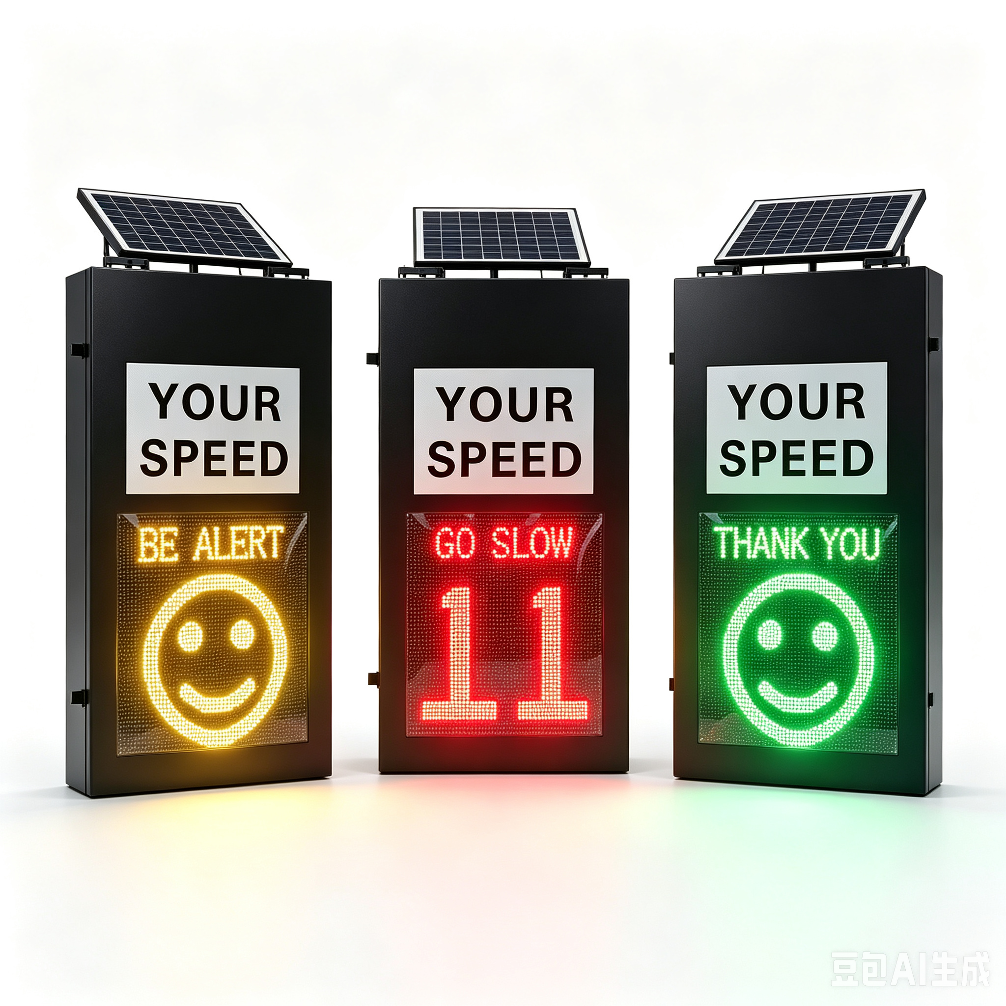 Solar Radar Speed Limit Sign with Smiley & Sad Face Display,MY SHOP,Solar LED Speed Limit Sign