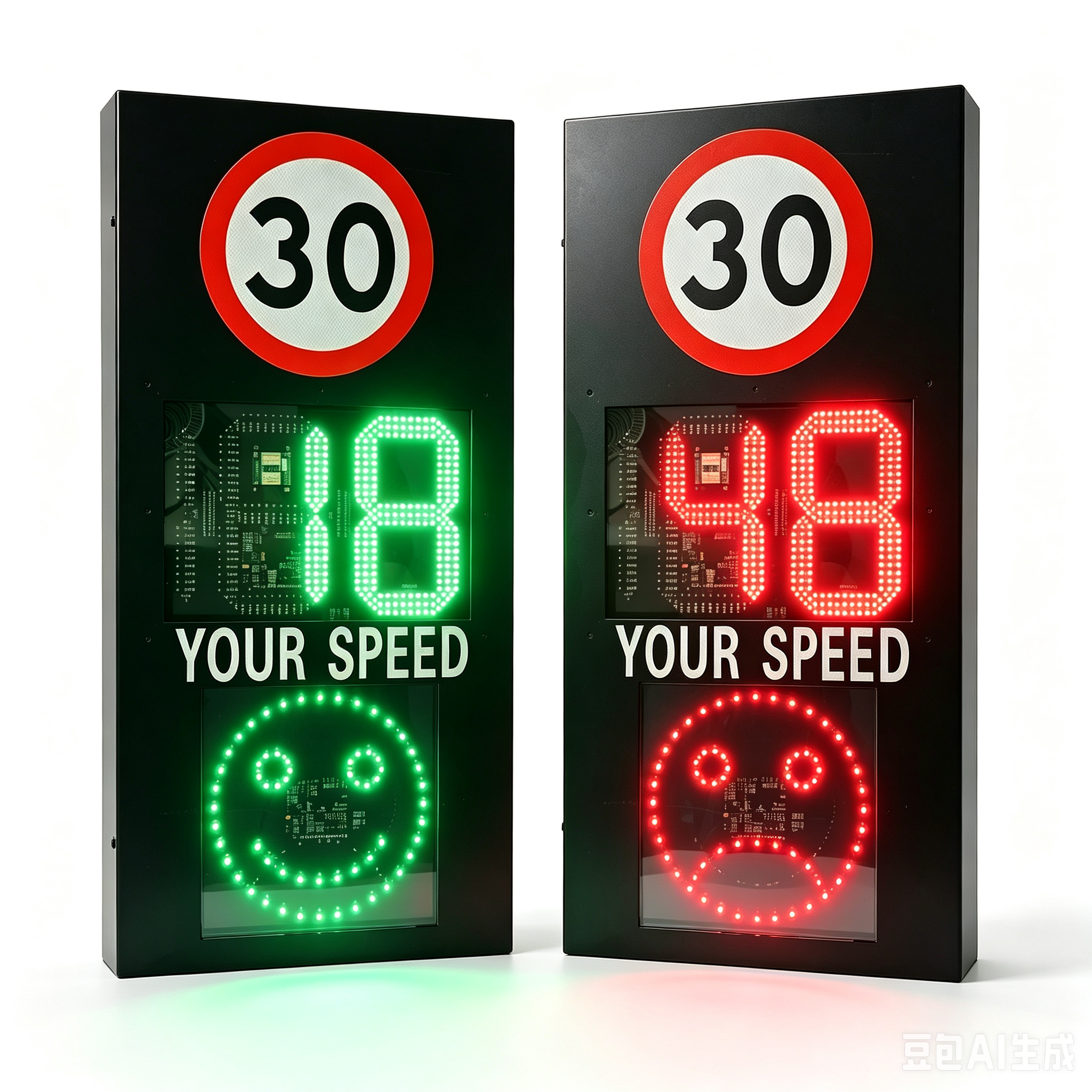 Solar Radar Speed Limit Sign with Smiley & Sad Face Display,MY SHOP,Solar LED Speed Limit Sign