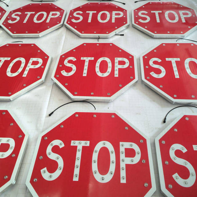 Solar Powered LED Stop Traffic Sign,MY SHOP,Solar Powered LED Stop Traffic Sign-MY SHOP