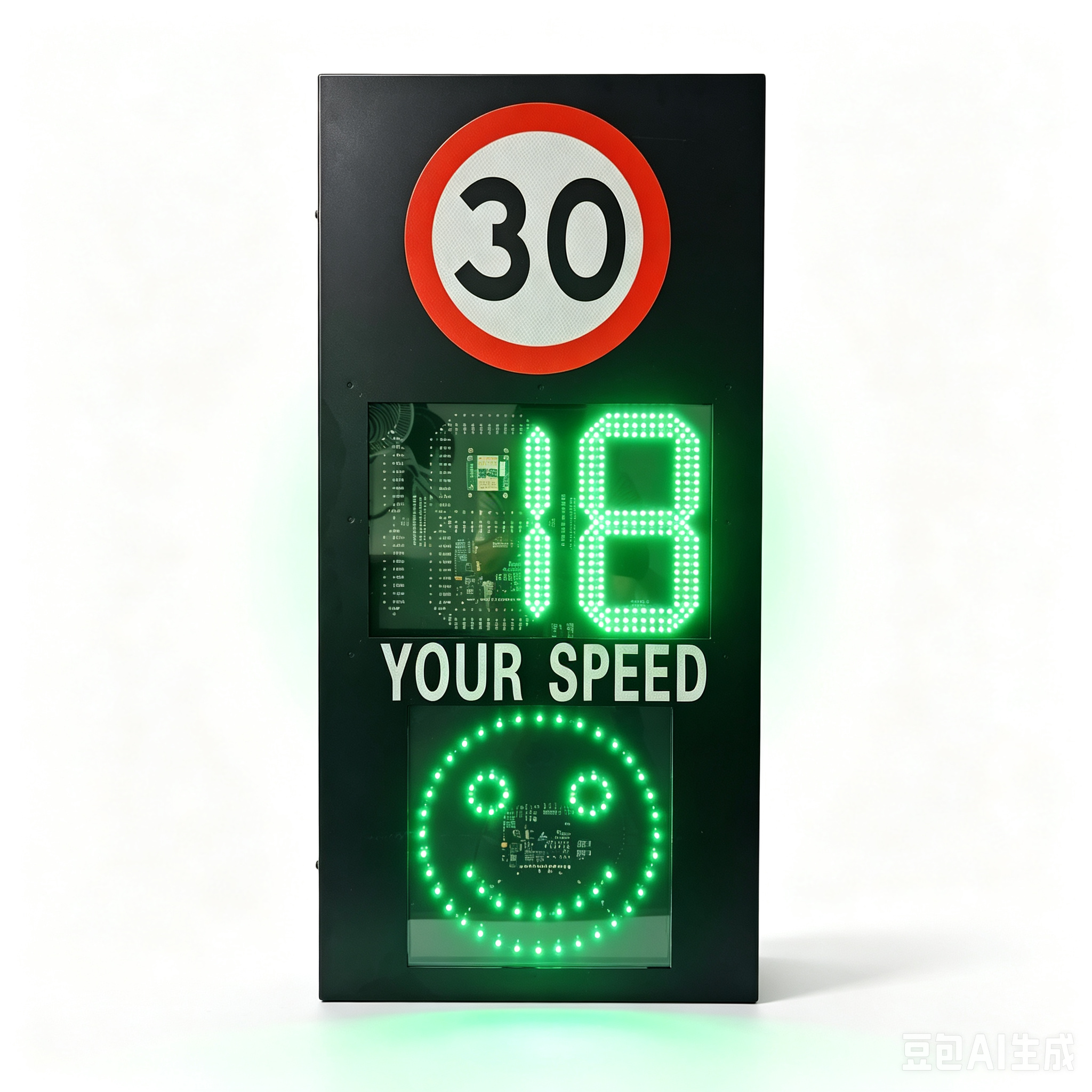 Solar Radar Speed Limit Sign with Smiley & Sad Face Display,MY SHOP,Solar LED Speed Limit Sign