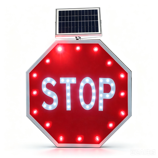 Solar Powered LED Stop Traffic Sign,MY SHOP,Solar Powered LED Stop Traffic Sign-MY SHOP