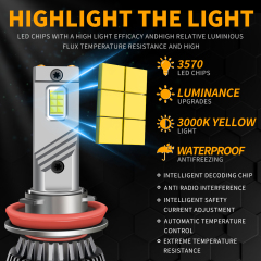 M6 Series 3000K Golden Yellow LED Headlight Bulbs – 130W Multi-Copper Tube Cooling,Sungmo LED Lighting,M6 Series 3000K Golden Yellow LED Headlight Bulbs – 130W Multi-Copper Tube Cooling