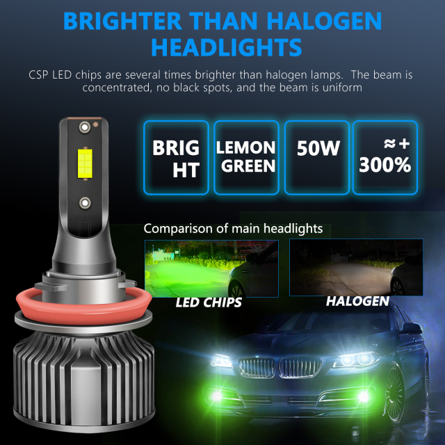Sungmo A8 Series Lime Green LED Headlight – 50W Built-in Driver,Sungmo LED Lighting,A8 Series Lime Green LED Headlight – 50W Built-in Driver