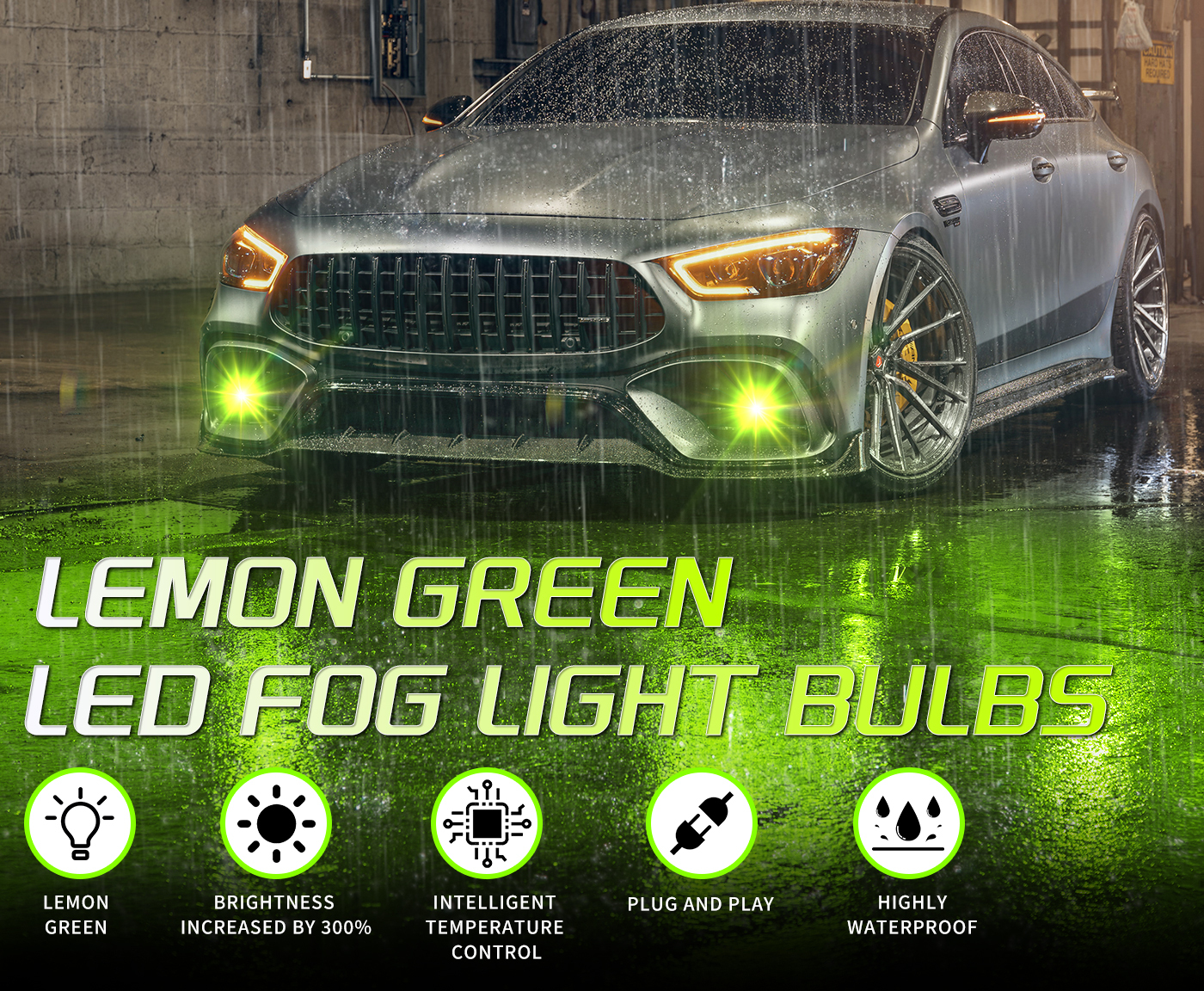 Sungmo E5 Series Lime Green LED Headlight – 60W Built-in Linear Driver,Sungmo LED Lighting,E5 Series Lime Green LED Headlight – 60W Built-in Driver