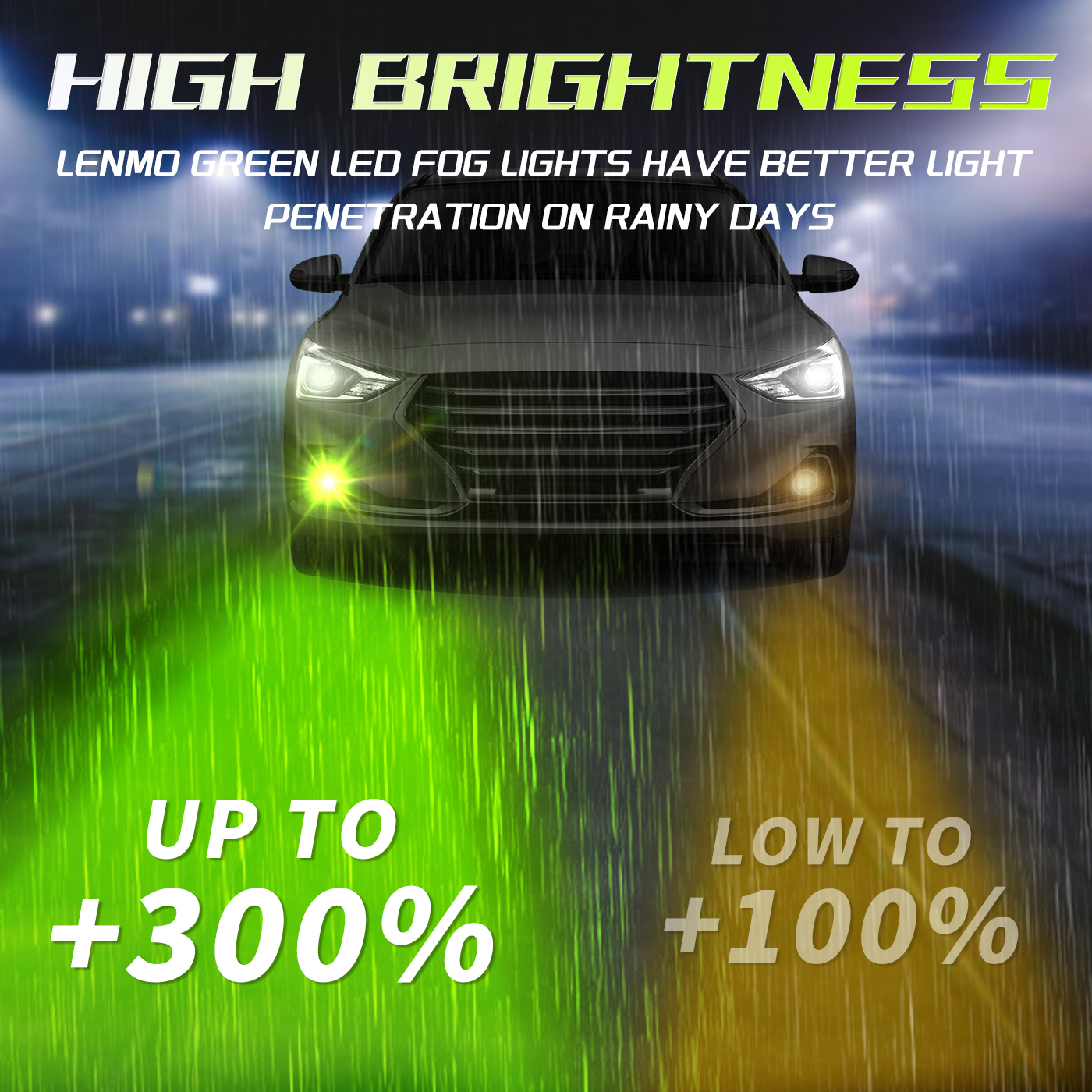 Sungmo E5 Series Lime Green LED Headlight – 60W Built-in Linear Driver,Sungmo LED Lighting,E5 Series Lime Green LED Headlight – 60W Built-in Driver