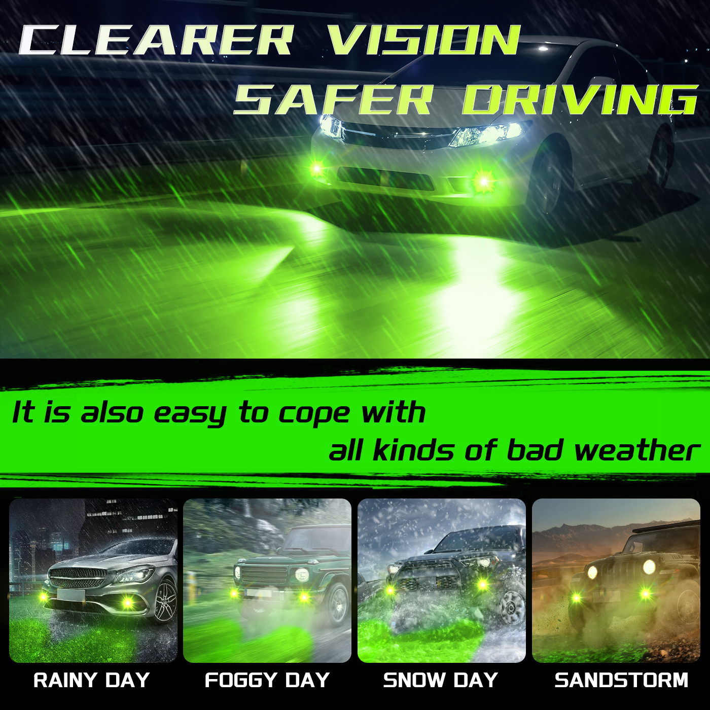 Sungmo E5 Series Lime Green LED Headlight – 60W Built-in Linear Driver,Sungmo LED Lighting,E5 Series Lime Green LED Headlight – 60W Built-in Driver