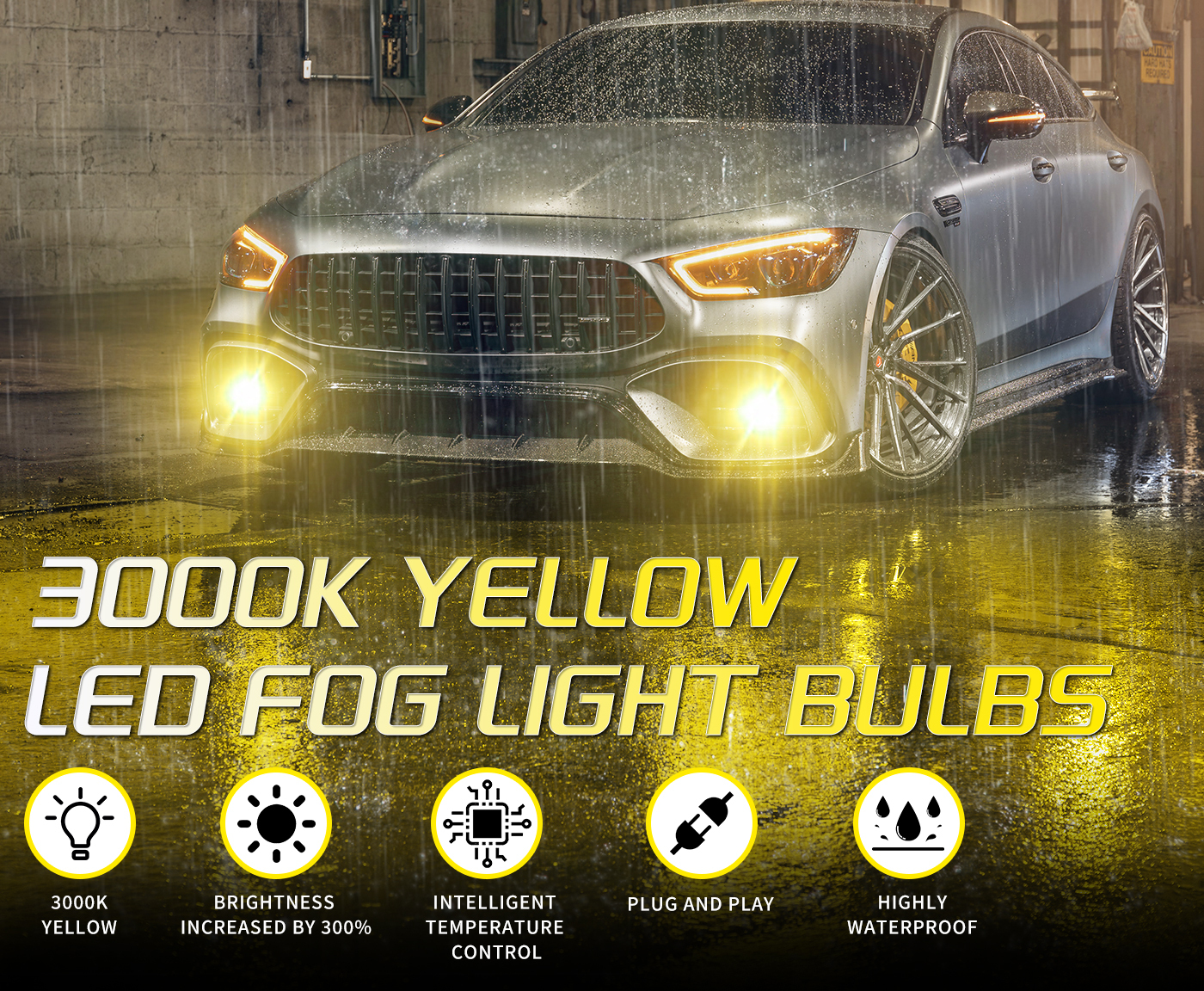 Sungmo E5 Series 3000K Golden Yellow LED Headlight – 60W Built-in Linear Driver,Sungmo LED Lighting,E5 Series 3000K Golden Yellow LED Headlight – 60W
