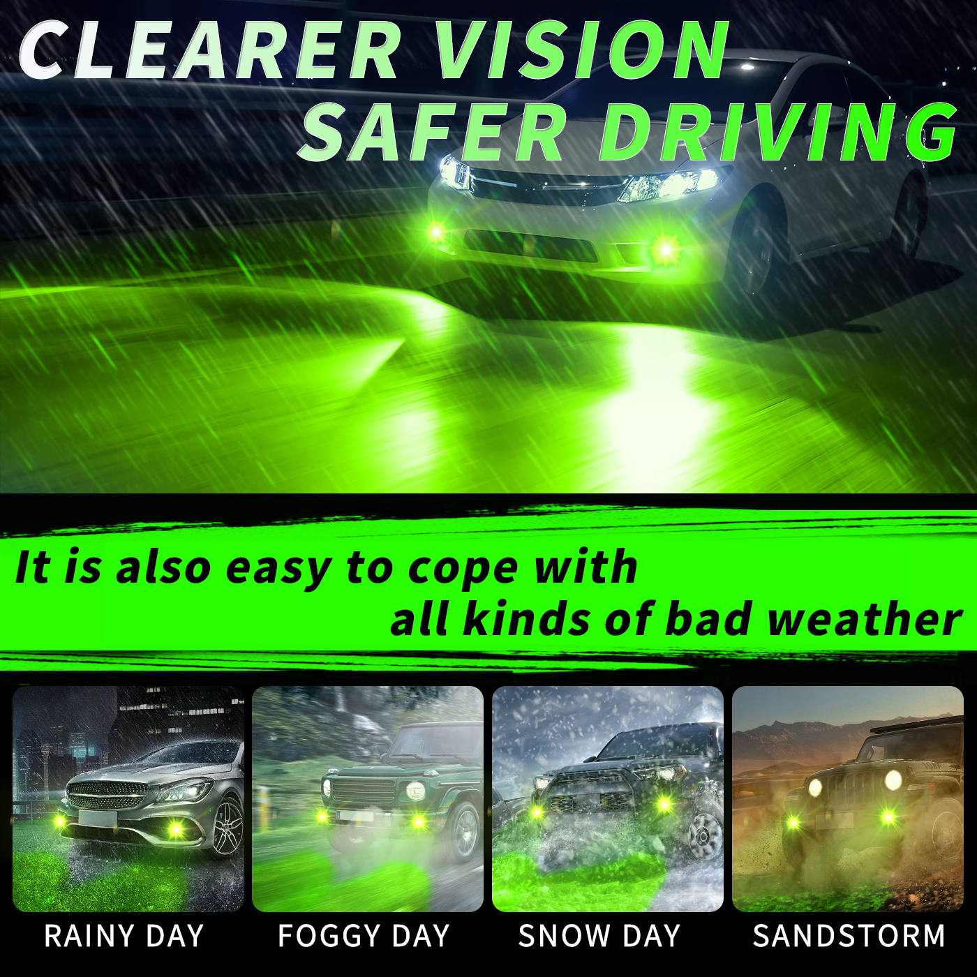 Sungmo E6S Series Lime Green LED Headlight – 60W Built-in Linear Driver,Sungmo LED Lighting,E6S Series Lime Green LED Headlight – 60W Built-in Driver
