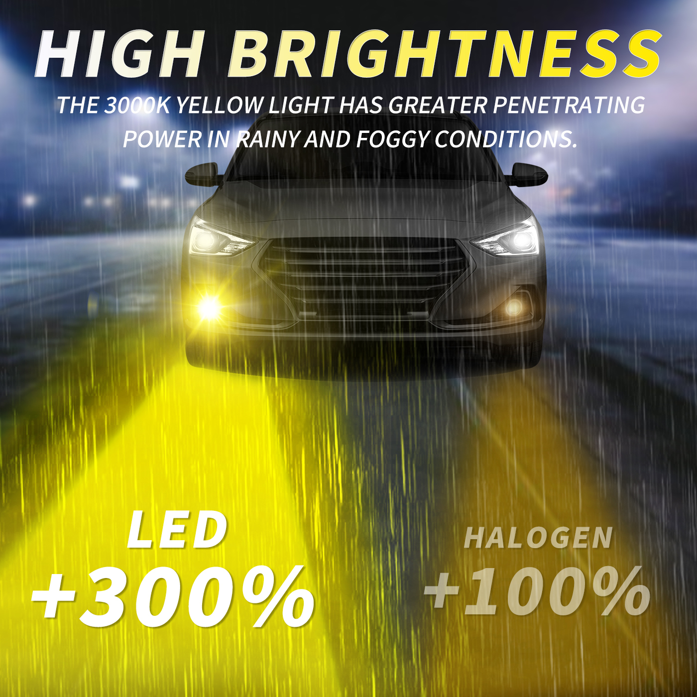 Sungmo E6S Series 3000K Golden Yellow LED Headlight – 60W Built-in Linear Driver,Sungmo LED Lighting,E6S Series 3000K Golden Yellow LED Headlight – 60W