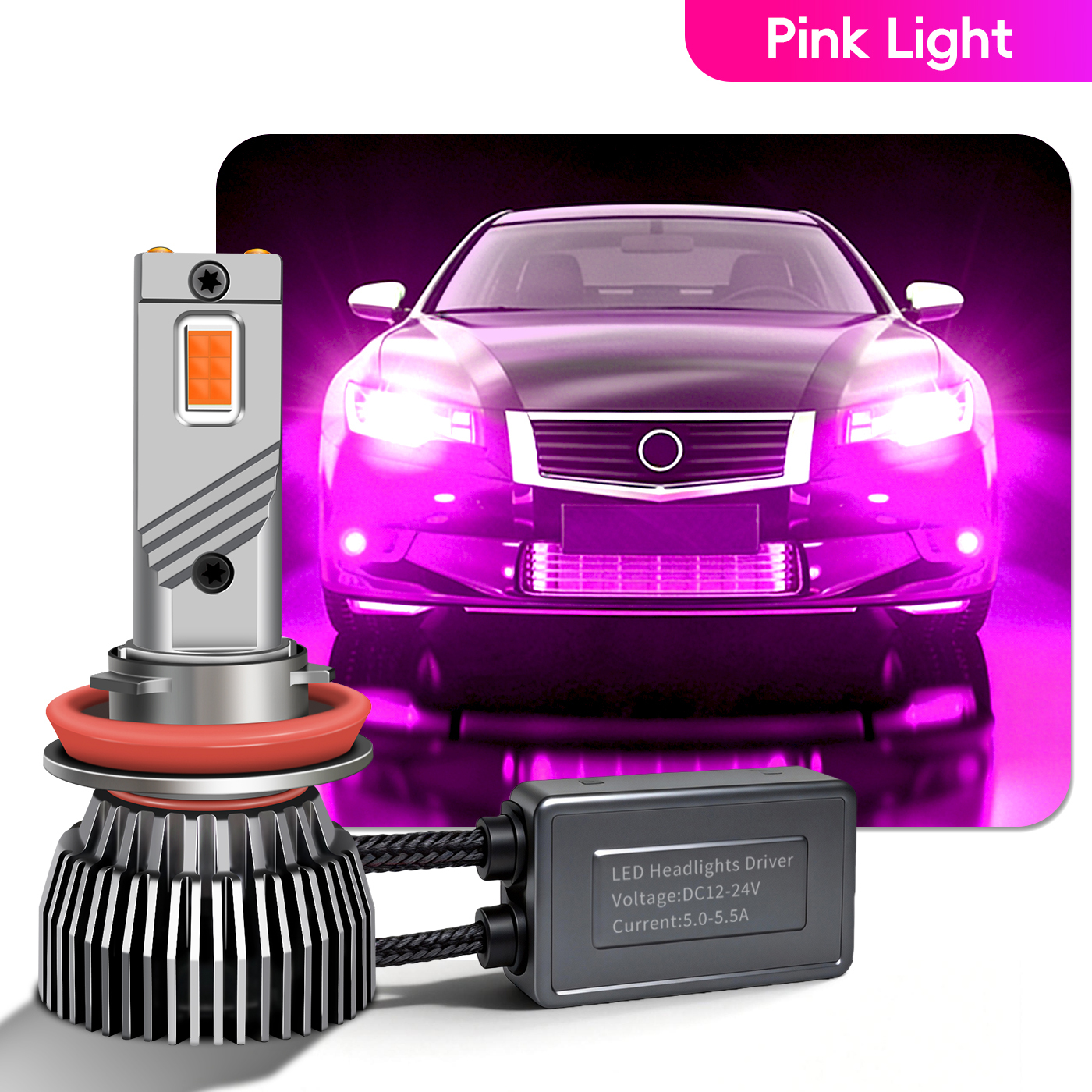 Sungmo M6 Series Pink Purple LED Headlight – 130W Multi-Copper Tube Cooling,Sungmo LED Lighting,Sungmo M6 Series Pink Purple LED Headlight – 130W Multi-Copper Tube Cooling
