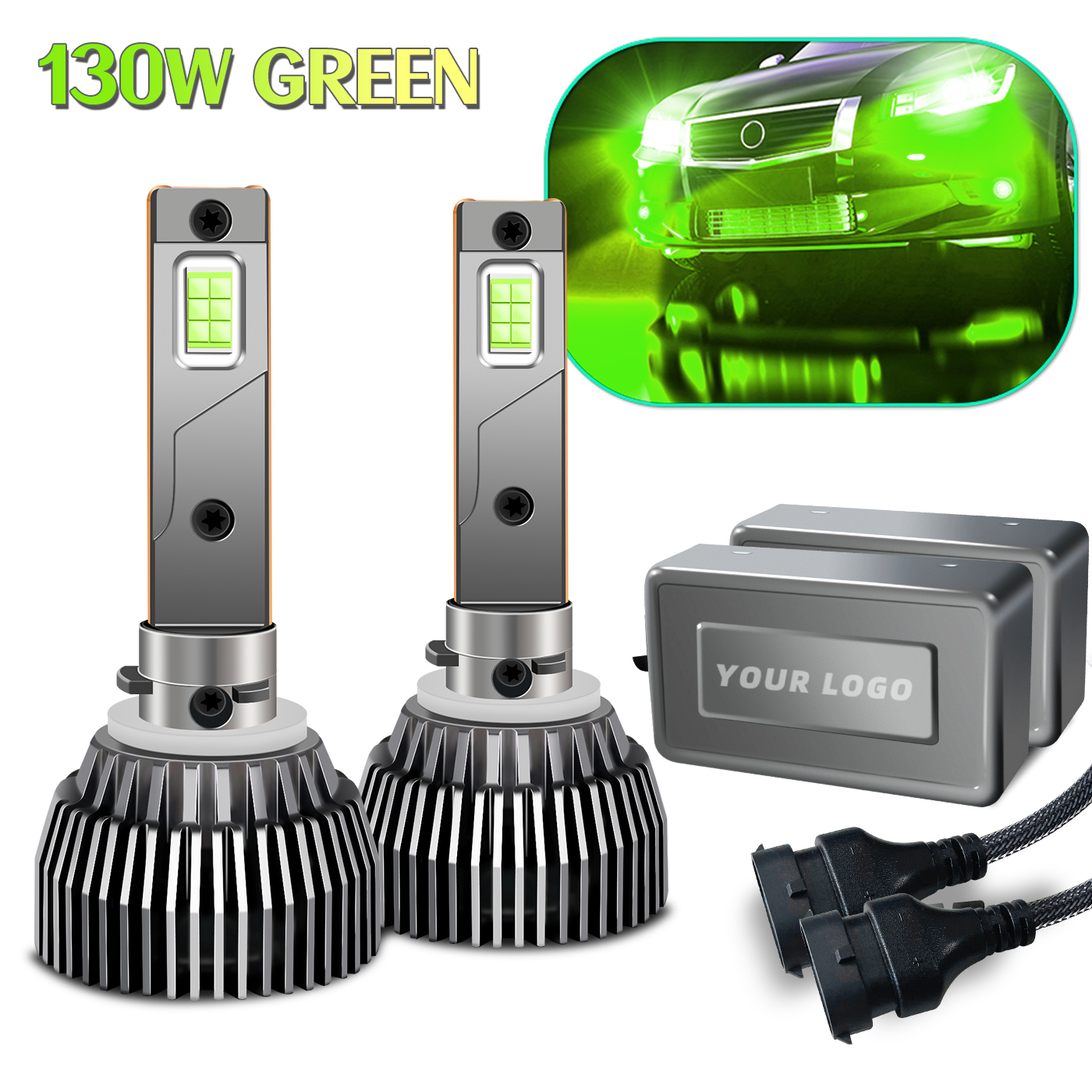Sungmo M6 Series Lime Green LED Headlight – 130W Multi-Copper Tube Cooling,Sungmo LED Lighting,Sungmo M6 Series Lime Green LED Headlight – 130W Multi-Copper Tube Cooling