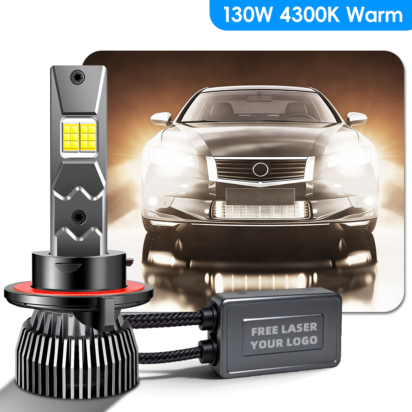 Sungmo M6 Series 4300K Warm Yellow LED Headlight – 130W Multi-Copper Tube Cooling,Sungmo LED Lighting,M6 Series 4300K Warm Yellow LED Headlight – 130W