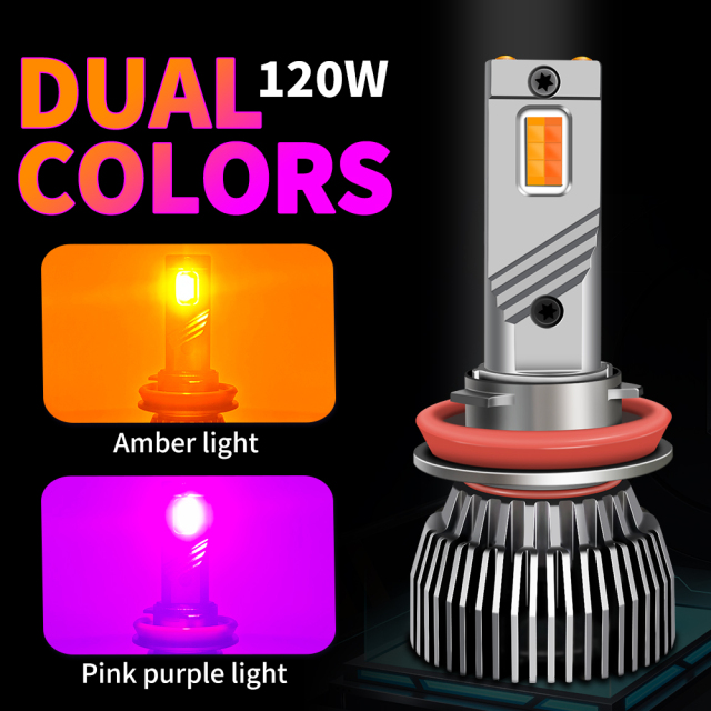 Sungmo M6A Series Dual-Color LED Headlight – Amber & Pink Purple Switchable,Sungmo LED Lighting,M6A Dual-Color LED Headlight– Amber & Pink Purple Switchable