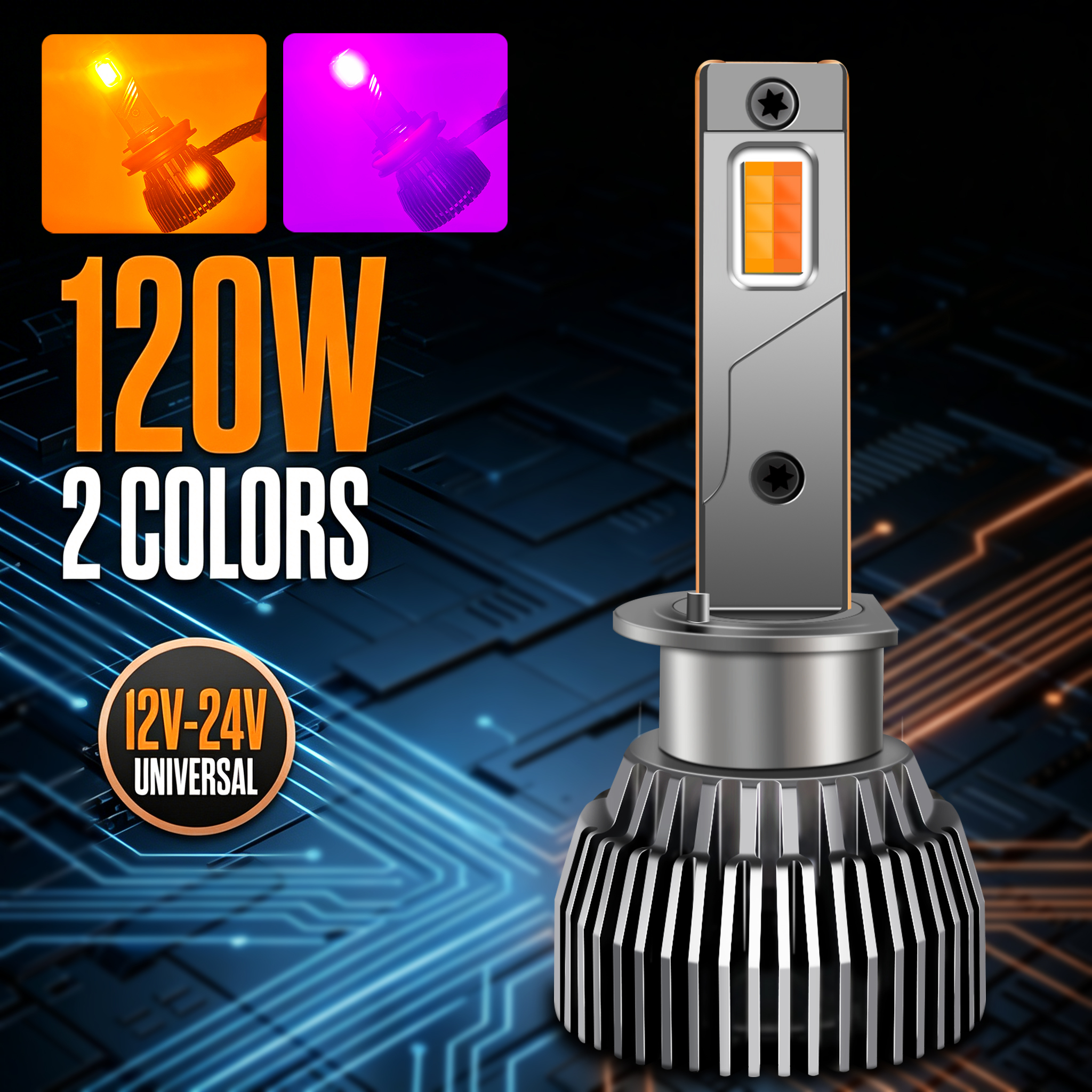 Sungmo M6A Series Dual-Color LED Headlight – Amber & Pink Purple Switchable,Sungmo LED Lighting,M6A Dual-Color LED Headlight– Amber & Pink Purple Switchable